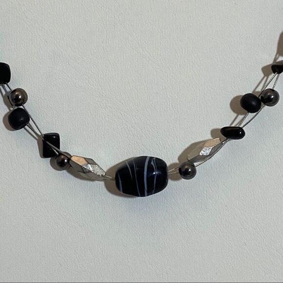 Lia Sophia Wire Bead Black Silver Necklace - Picture 3 of 5